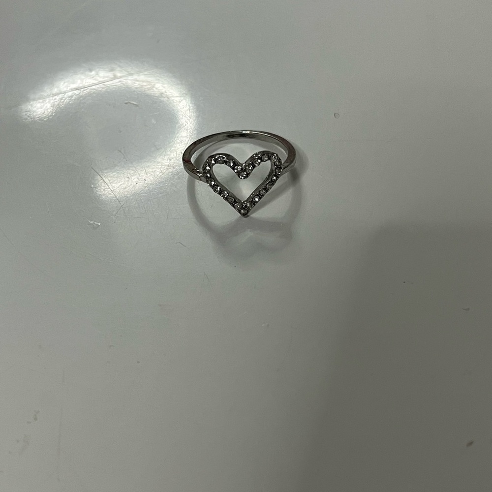 Silver Heart Ring with Crystals